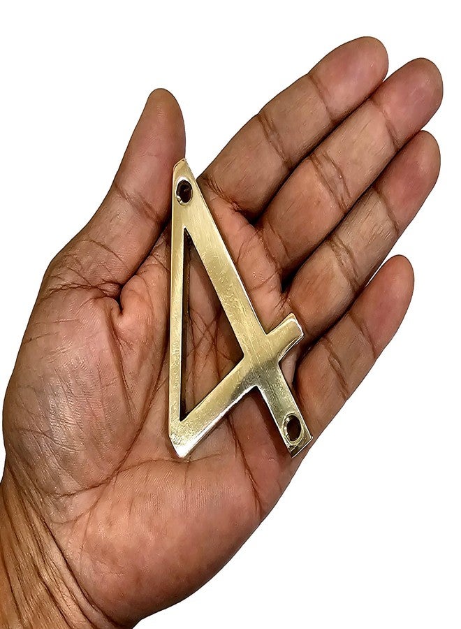 eSplanade 3" Brass House Hotel Door Number Plaque - Numeric Numerical Digit Sign for Home Office Hotel Guest House - Polished Brass Finish with Screws (Number 4) - Image 4
